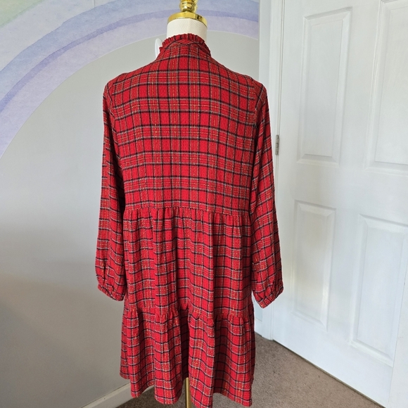 Loft | Small | Shimmer Plaid Tiered Pocket Dress - Picture 4 of 10